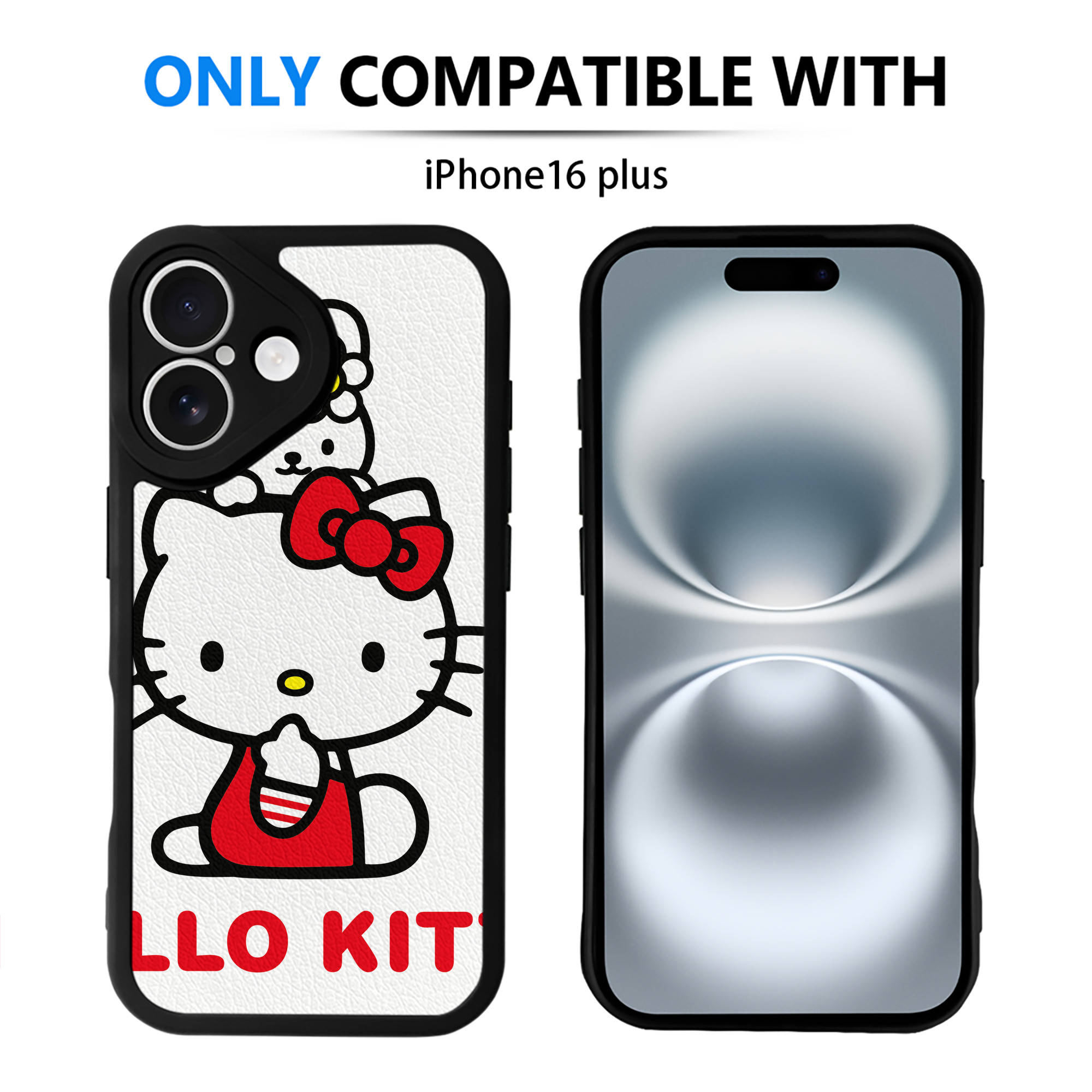 （画像用） Hello Kitty ハローキティ 【iPhone 16シリーズ対応】シリコンスマホケース（レザー調） 材質：シリコン
